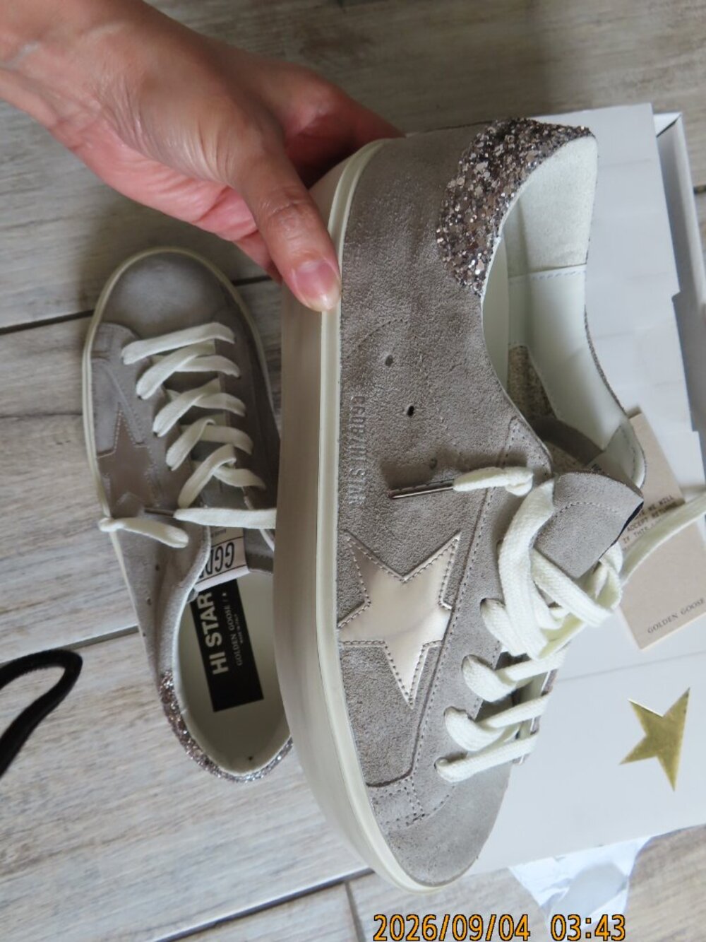 Women’s Hi Star sneakers Grey Suede-laminated Star & Glitter Size 40 - Picture 11 of 15